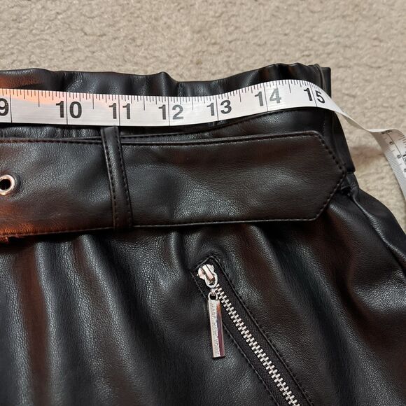 MARC NEW YORK Faux Leather Skirt M Black Elastic Waist Aline Grunge Club Night - Picture 7 of 8